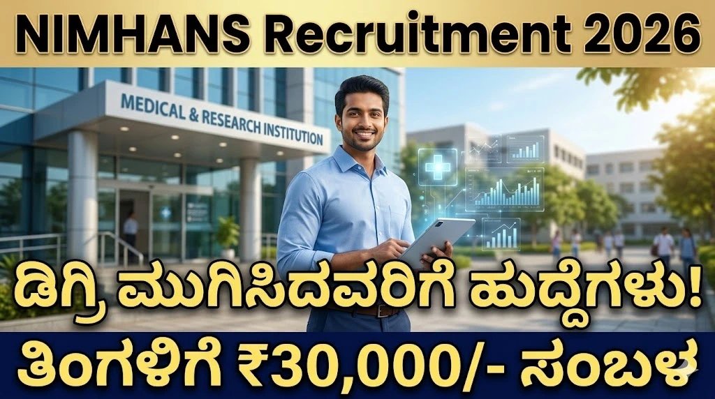 NIMHANS Recruitment 2026: ನಿಮ್ಹಾನ್ಸ್‌ನಲ್ಲಿ ವಿವಿಧ ಹುದ್ದೆಗಳ ಭರ್ಜರಿಗೆ ಅಧಿಸೂಚನೆ ಪ್ರಕಟ; ವಾಕ್-ಇನ್ ಸಂದರ್ಶನದ ಸಂಪೂರ್ಣ ವಿವರ ಇಲ್ಲಿದೆ