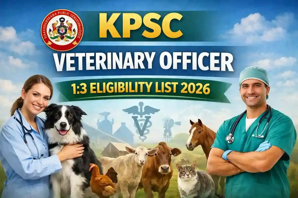 ಪಶುವೈದ್ಯಾಧಿಕಾರಿ ಆಕಾಂಕ್ಷಿಗಳಿಗೆ ಸಿಹಿ ಸುದ್ದಿ! KPSCಯಿಂದ 1:3 ಎಲಿಜಿಬಲಿಟಿ ಲಿಸ್ಟ್ ಬಿಡುಗಡೆ; ಪೂರ್ಣ ವಿವರ ಇಲ್ಲಿದೆ.