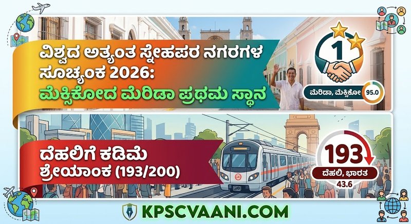 ವಿಶ್ವದ ಅತ್ಯಂತ ಸ್ನೇಹಪರ ನಗರಗಳ ಸೂಚ್ಯಂಕ 2026: ಮೆಕ್ಸಿಕೋದ ಮೆರಿಡಾ ಪ್ರಥಮ ಸ್ಥಾನ, ದೆಹಲಿಗೆ ಕಡಿಮೆ ಶ್ರೇಯಾಂಕ