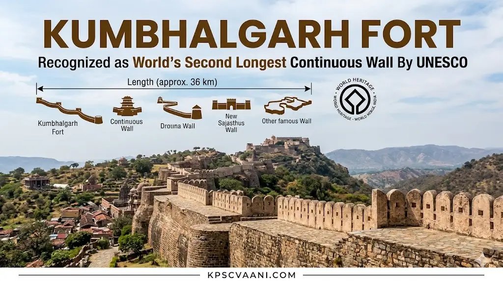 ಯುನೆಸ್ಕೋ ಮಾನ್ಯತೆ: ವಿಶ್ವದ ಎರಡನೇ ಅತಿ ಉದ್ದದ ನಿರಂತರ ಗೋಡೆ ಎಂಬ ಹೆಗ್ಗಳಿಕೆಗೆ ಪಾತ್ರವಾದ ಭಾರತದ ಕುಂಭಲಗಢ್ ಕೋಟೆ!