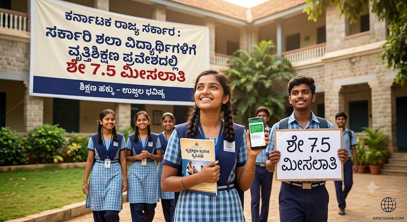 ಸರ್ಕಾರಿ ಶಾಲಾ ವಿದ್ಯಾರ್ಥಿಗಳಿಗೆ ವೃತ್ತಿಶಿಕ್ಷಣ ಪ್ರವೇಶದಲ್ಲಿ ಶೇ 7.5 ಮೀಸಲಾತಿ