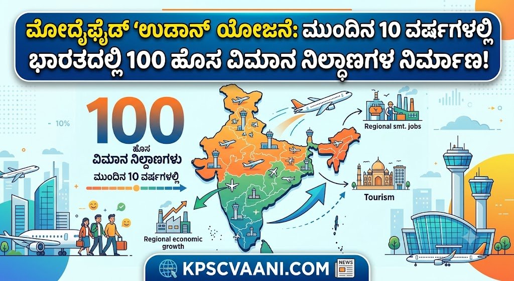 ಮೋದೈಫೈಡ್ 'ಉಡಾನ್' ಯೋಜನೆ: ಮುಂದಿನ 10 ವರ್ಷಗಳಲ್ಲಿ ಭಾರತದಲ್ಲಿ 100 ಹೊಸ ವಿಮಾನ ನಿಲ್ದಾಣಗಳ ನಿರ್ಮಾಣ!
