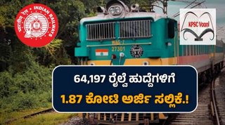 ರೈಲ್ವೆ ಇಲಾಖೆ ಹುದ್ದೆಗಳಿಗೆ 1.87 ಕೋಟಿ ಅರ್ಜಿಗಳು | ಈ ಕುರಿತು ಮಾಹಿತಿ ನಿಮಗಾಗಿ