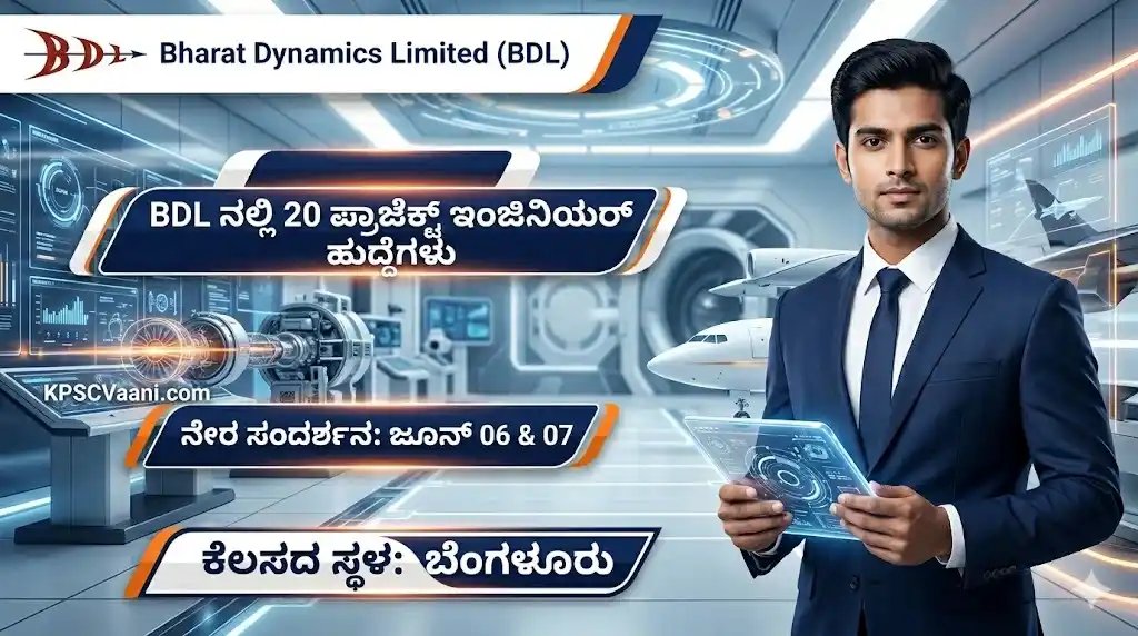 BDL Recruitment 2026: ಬೆಂಗಳೂರಿನಲ್ಲಿ ಪ್ರಾಜೆಕ್ಟ್ ಇಂಜಿನಿಯರ್ ಹುದ್ದೆಗಳಿಗೆ ನೇರ ಸಂದರ್ಶನ; ಪರೀಕ್ಷೆಯಿಲ್ಲದೆ ಕೆಲಸ ಪಡೆಯುವ ಸುವರ್ಣಾವಕಾಶ!