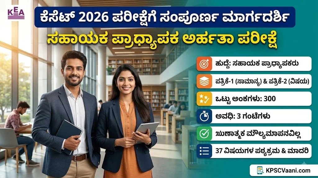 KEA KSET 2026: ಸಹಾಯಕ ಪ್ರಾಧ್ಯಾಪಕರ ಕೆಸೆಟ್ ಪರೀಕ್ಷೆ ಪಠ್ಯಕ್ರಮ & ನೂತನ ಪರೀಕ್ಷಾ ಮಾದರಿ ಪ್ರಕಟ! ಕಂಪ್ಲೀಟ್ ಗೈಡ್ ಇಲ್ಲಿದೆ.