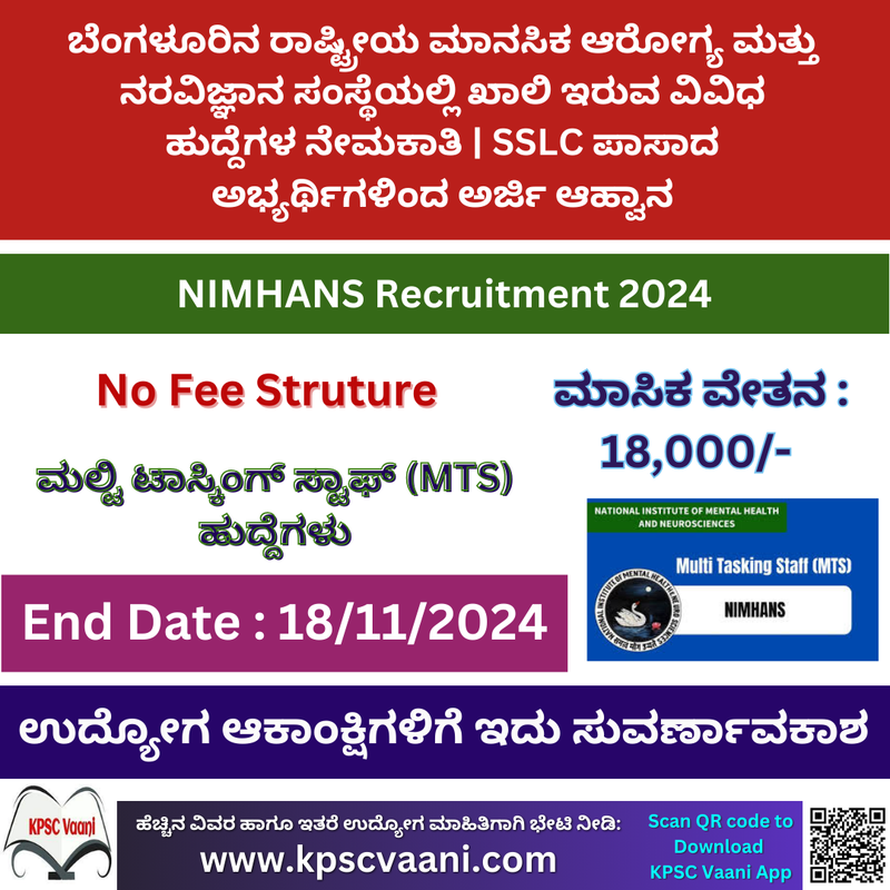 NIMHANS Recruitment 2024