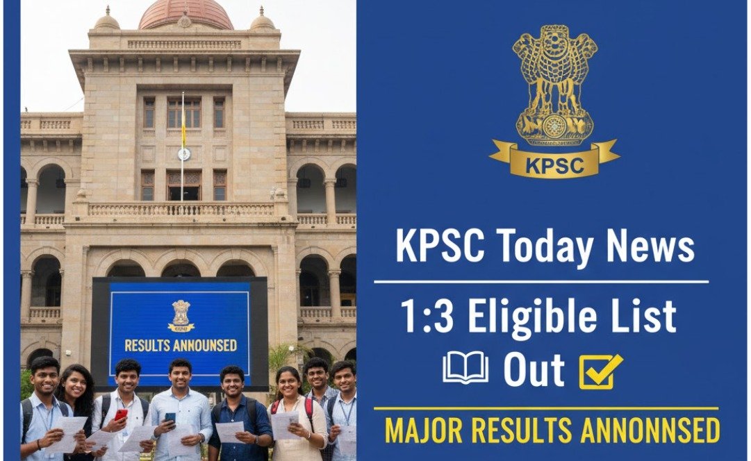 KPSC ಯಿಂದ ಮಹತ್ವದ Update: 1:3 ಅರ್ಹತಾ ಪಟ್ಟಿಗಳು ಪ್ರಕಟ! JE, ಗ್ರಂಥಪಾಲಕ ಮತ್ತು ವಿಸ್ತರಣಾಧಿಕಾರಿ ಸೇರಿ ವಿವಿಧ ಹುದ್ದೆಗಳ ರಿಸಲ್ಟ್ ಚೆಕ್ ಮಾಡಿ