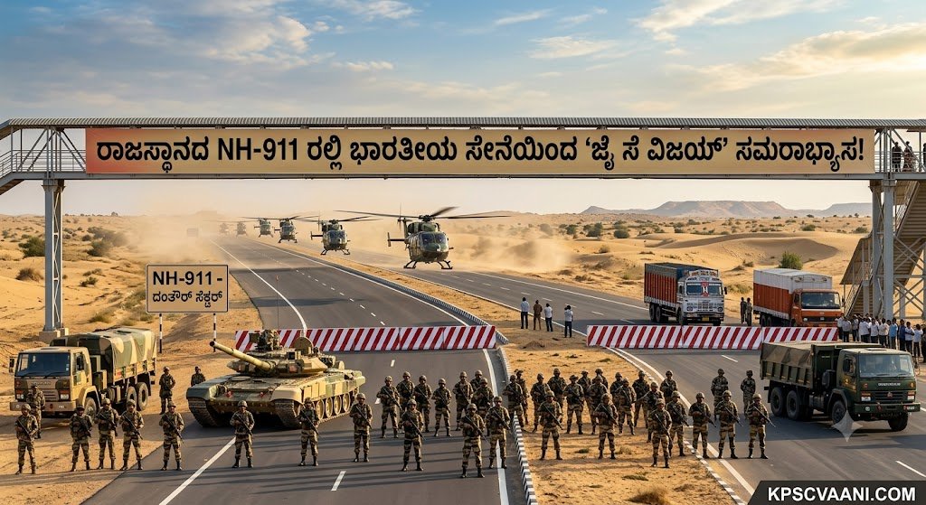 ರಾಜಸ್ಥಾನದ NH-911 ರಲ್ಲಿ ಭಾರತೀಯ ಸೇನೆಯಿಂದ 'ಜೈ ಸೆ ವಿಜಯ್' ಸಮರಾಭ್ಯಾಸ!
