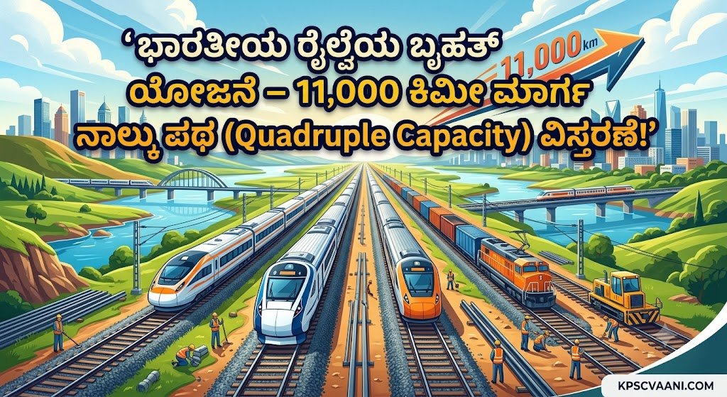 ಭಾರತೀಯ ರೈಲ್ವೆಯ ಬೃಹತ್ ಯೋಜನೆ – 11,000 ಕಿಮೀ ಮಾರ್ಗ ನಾಲ್ಕು ಪಥ (Quadruple Capacity) ವಿಸ್ತರಣೆ!