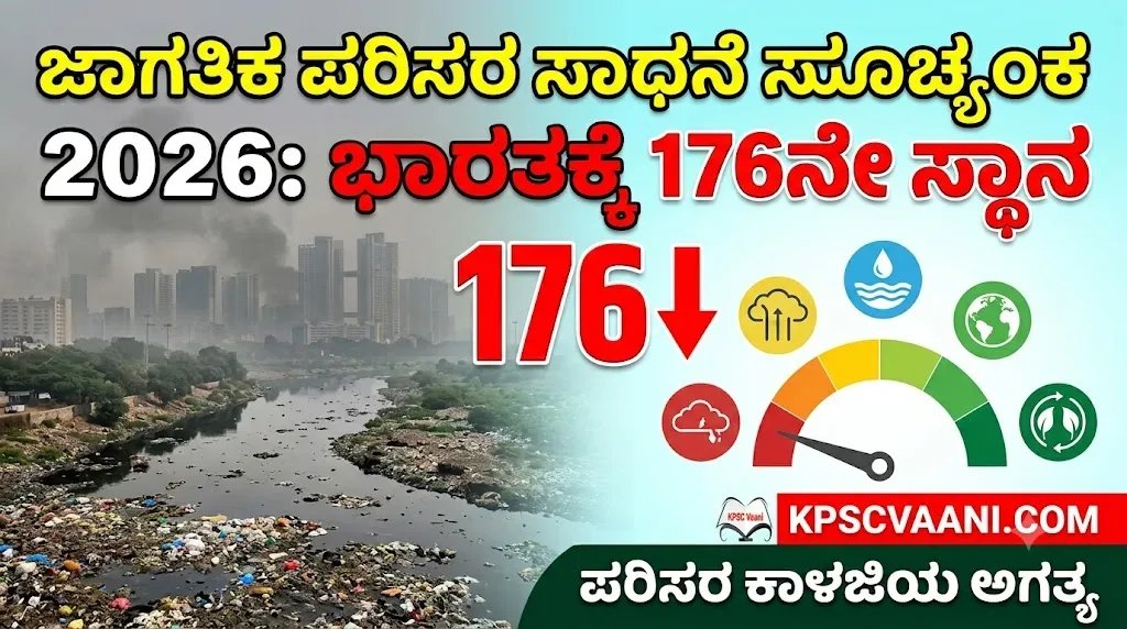 ಜಾಗತಿಕ ಪರಿಸರ ಸಾಧನೆ ಸೂಚ್ಯಂಕ 2026: ಭಾರತಕ್ಕೆ 176ನೇ ಸ್ಥಾನ