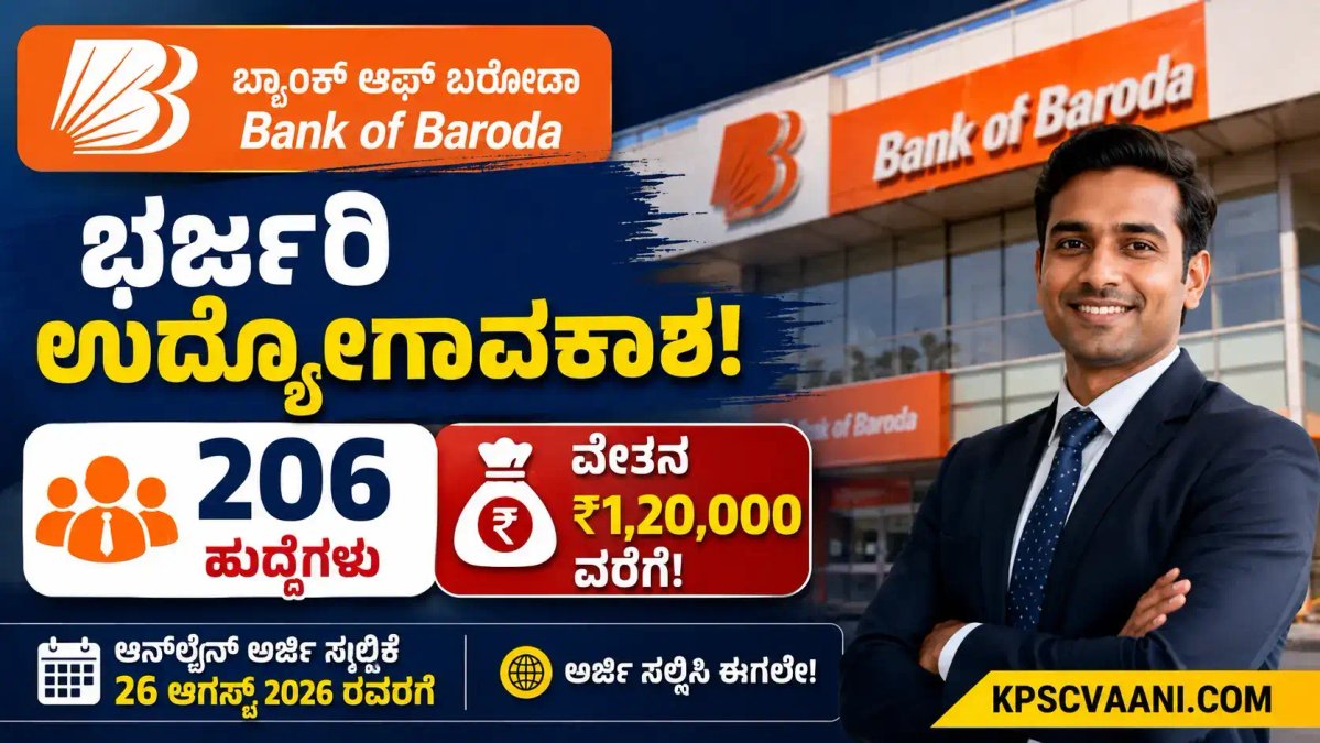 ಬ್ಯಾಂಕ್ ಆಫ್ ಬರೋಡಾದಲ್ಲಿ ಭರ್ಜರಿ ನೇಮಕಾತಿ: 206 ಮ್ಯಾನೇಜರ್ ಹುದ್ದೆಗಳಿಗೆ ಅರ್ಜಿ ಆಹ್ವಾನ, ₹1.20 ಲಕ್ಷದವರೆಗೆ ವೇತನ!