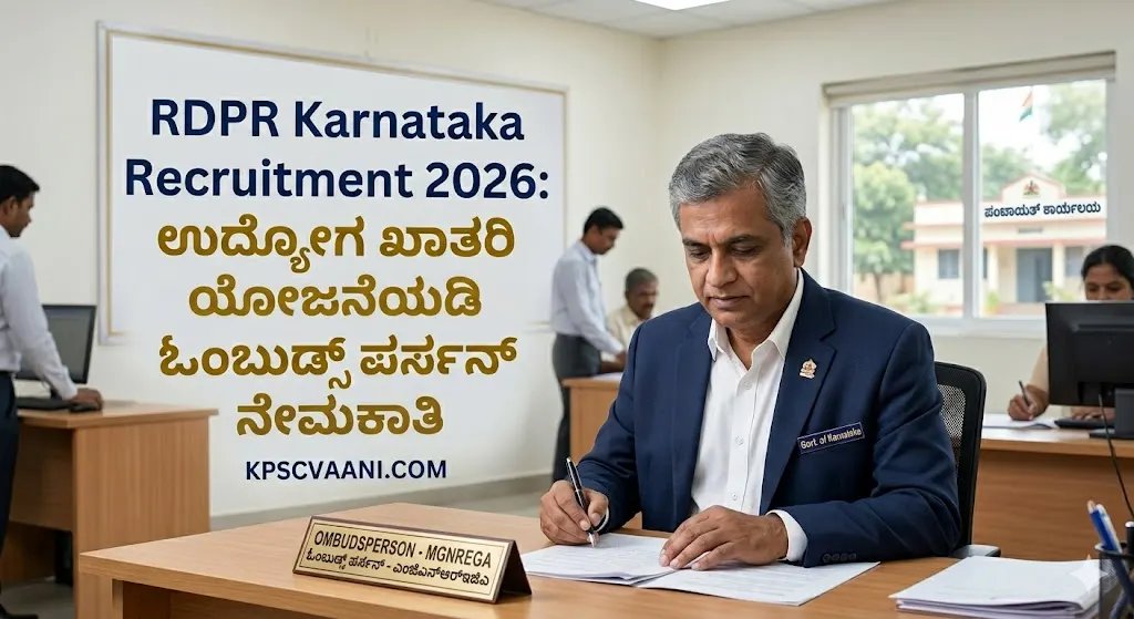 RDPR ಕರ್ನಾಟಕ ನೇಮಕಾತಿ 2026: ಉದ್ಯೋಗ ಖಾತರಿ ಯೋಜನೆಯಡಿ ಓಂಬುಡ್ಸ್‌ ಪರ್ಸನ್ ನೇಮಕಾತಿ; ₹45,000 ವರೆಗೆ ಗೌರವಧನ!