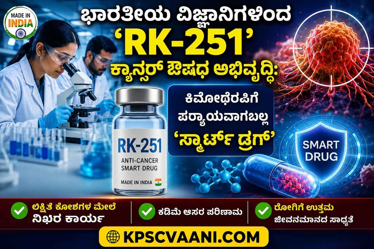 ಭಾರತೀಯ ವಿಜ್ಞಾನಿಗಳಿಂದ 'RK-251' ಕ್ಯಾನ್ಸರ್ ಔಷಧ ಅಭಿವೃದ್ಧಿ: ಕಿಮೋಥೆರಪಿಗೆ ಪರ್ಯಾಯವಾಗಬಲ್ಲ 'ಸ್ಮಾರ್ಟ್ ಡ್ರಗ್'