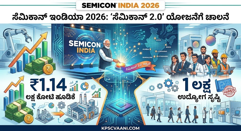 ಸೆಮಿಕಾನ್‌ ಇಂಡಿಯಾ 2026: 'ಸೆಮಿಕಾನ್ 2.0' ಯೋಜನೆಗೆ ಚಾಲನೆ; ಭಾರತದಲ್ಲಿ ₹1.14 ಲಕ್ಷ ಕೋಟಿ ಹೂಡಿಕೆ ಹಾಗೂ 1 ಲಕ್ಷ ಉದ್ಯೋಗ ಸೃಷ್ಟಿ ನಿರೀಕ್ಷೆ