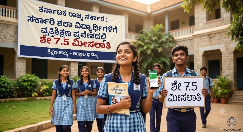 ಸರ್ಕಾರಿ ಶಾಲಾ ವಿದ್ಯಾರ್ಥಿಗಳಿಗೆ ವೃತ್ತಿಶಿಕ್ಷಣ ಪ್ರವೇಶದಲ್ಲಿ ಶೇ 7.5 ಮೀಸಲಾತಿ