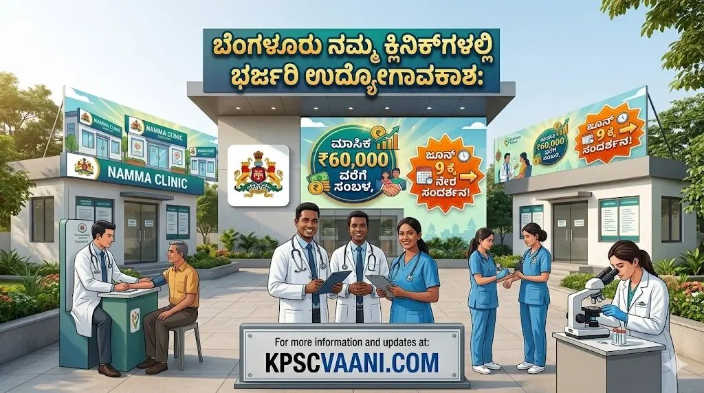 NHM Bengaluru Recruitment 2026: ಬೆಂಗಳೂರು ನಮ್ಮ ಕ್ಲಿನಿಕ್‌ಗಳಲ್ಲಿ ವಿವಿಧ ಹುದ್ದೆಗಳ ನೇಮಕಾತಿ; ಜೂನ್ 9 ಕ್ಕೆ ನೇರ ಸಂದರ್ಶನ
