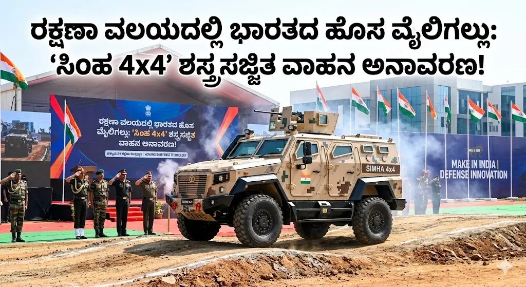 ರಕ್ಷಣಾ ವಲಯದಲ್ಲಿ ಭಾರತದ ಹೊಸ ಮೈಲಿಗಲ್ಲು: 'ಸಿಂಹ 4x4' ಶಸ್ತ್ರಸಜ್ಜಿತ ವಾಹನ ಅನಾವರಣ!