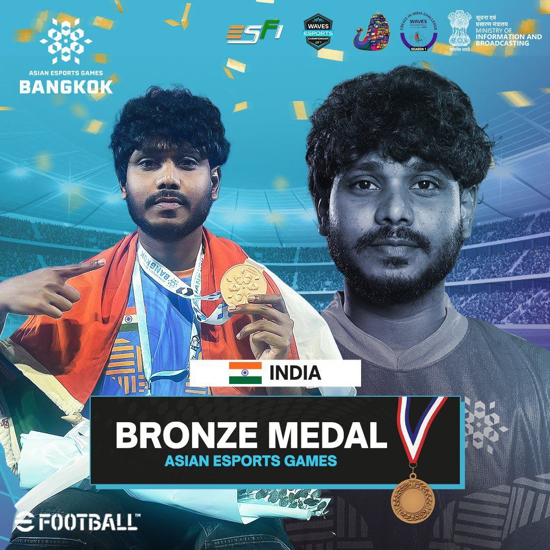 ಏಷ್ಯನ್ ಎಸ್ಪೋರ್ಟ್ಸ್ ಗೇಮ್ಸ್‌: ಇ-ಫುಟ್‌ಬಾಲ್‌ನಲ್ಲಿ ಐತಿಹಾಸಿಕ ಕಂಚಿನ ಪದಕ ಪಡೆದ ಪವನ್ ಕಂಪೆಲ್ಲಿ