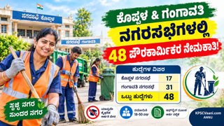 ಕೊಪ್ಪಳ & ಗಂಗಾವತಿ ನಗರಸಭೆಯಲ್ಲಿ ಕೆಲಸ: ಪೌರಕಾರ್ಮಿಕರ ನೇರಪಾವತಿ ನೇಮಕಾತಿ 2026; ಅರ್ಜಿ ಸಲ್ಲಿಕೆ ಹೇಗೆ? ಇಲ್ಲಿದೆ ಮಾಹಿತಿ.