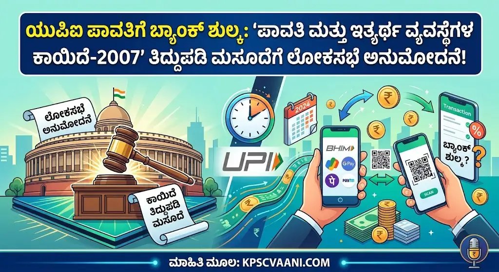 ಯುಪಿಐ ಪಾವತಿಗೆ ಬ್ಯಾಂಕ್ ಶುಲ್ಕ: 'ಪಾವತಿ ಮತ್ತು ಇತ್ಯರ್ಥ ವ್ಯವಸ್ಥೆಗಳ ಕಾಯಿದೆ-2007' ತಿದ್ದುಪಡಿ ಮಸೂದೆಗೆ ಲೋಕಸಭೆ ಅನುಮೋದನೆ!