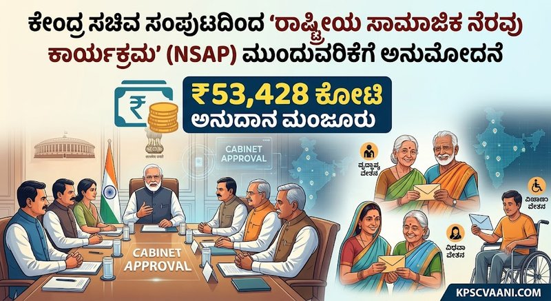 ಕೇಂದ್ರ ಸಚಿವ ಸಂಪುಟದಿಂದ 'ರಾಷ್ಟ್ರೀಯ ಸಾಮಾಜಿಕ ನೆರವು ಕಾರ್ಯಕ್ರಮ' (NSAP) ಮುಂದುವರಿಕೆಗೆ ಅನುಮೋದನೆ: ₹53,428 ಕೋಟಿ ಅನುದಾನ ಮಂಜೂರು