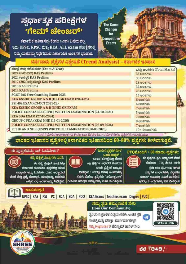 ಕರ್ನಾಟಕ ಇತಿಹಾಸ Notes | ಶ್ರೀಕಾಂತ ಸಿಂಹಾಸನ PSI | SHREE Publications