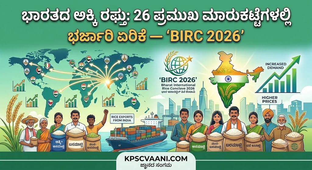 ಭಾರತದ ಅಕ್ಕಿ ರಫ್ತು: 26 ಪ್ರಮುಖ ಮಾರುಕಟ್ಟೆಗಳಲ್ಲಿ ಭರ್ಜರಿ ಏರಿಕೆ — ‘BIRC 2026’ ಮೂಲಕ ಜಾಗತಿಕ ವಿಸ್ತರಣೆಗೆ ಹೆಜ್ಜೆ