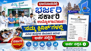 ಕೇಂದ್ರ ಸರ್ಕಾರದ PM-ABHIM ಯೋಜನೆಯಡಿ ಉದ್ಯೋಗಾವಕಾಶ: ಧಾರವಾಡ ‘ನಮ್ಮ ಕ್ಲಿನಿಕ್’ಗಳಲ್ಲಿ ನೇರ ನೇಮಕಾತಿ! ಇಂದೇ ಅರ್ಜಿ ಸಲ್ಲಿಸಿ