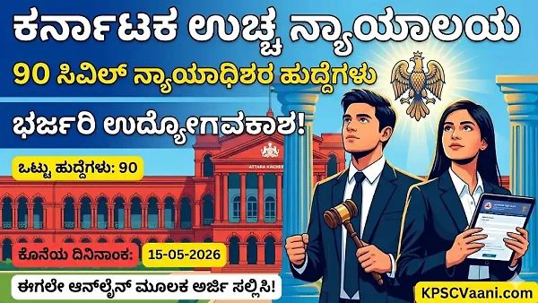 ಕರ್ನಾಟಕ ಉಚ್ಚ ನ್ಯಾಯಾಲಯದಲ್ಲಿ ಭರ್ಜರಿ ಉದ್ಯೋಗಾವಕಾಶ: 90 ಸಿವಿಲ್ ನ್ಯಾಯಾಧೀಶರ ಹುದ್ದೆಗಳಿಗೆ ಅರ್ಜಿ ಆಹ್ವಾನ | ತಕ್ಷಣವೇ ಅರ್ಜಿ ಸಲ್ಲಿಸಿ