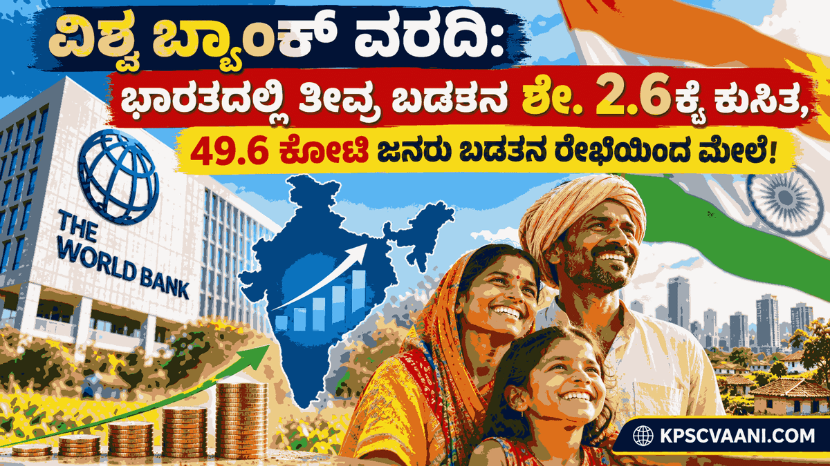 ವಿಶ್ವ ಬ್ಯಾಂಕ್ ವರದಿ: ಭಾರತದಲ್ಲಿ ತೀವ್ರ ಬಡತನ ಶೇ. 2.6ಕ್ಕೆ ಕುಸಿತ, 49.6 ಕೋಟಿ ಜನರು ಬಡತನ ರೇಖೆಯಿಂದ ಮೇಲೆ!