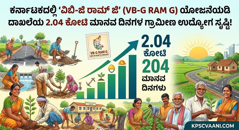ಕರ್ನಾಟಕದಲ್ಲಿ 'ವಿಬಿ-ಜಿ ರಾಮ್ ಜಿ' (VB-G RAM G) ಯೋಜನೆಯಡಿ ದಾಖಲೆಯ 2.04 ಕೋಟಿ ಮಾನವ ದಿನಗಳ ಗ್ರಾಮೀಣ ಉದ್ಯೋಗ ಸೃಷ್ಟಿ!