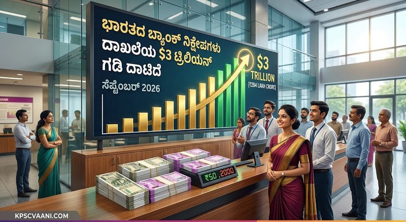 ಭಾರತದ ಬ್ಯಾಂಕ್‌ ನಿಕ್ಷೇಪಗಳು ದಾಖಲೆಯ $3 ಟ್ರಿಲಿಯನ್ (₹284 ಲಕ್ಷ ಕೋಟಿ) ಗಡಿ ದಾಟಿದೆ: ಸೆಪ್ಟೆಂಬರ್ 2026