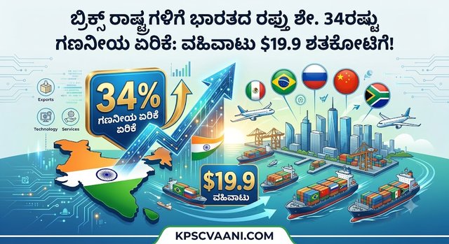 ಬ್ರಿಕ್ಸ್ ರಾಷ್ಟ್ರಗಳಿಗೆ ಭಾರತದ ರಫ್ತು ಶೇ. 34ರಷ್ಟು ಗಣನೀಯ ಏರಿಕೆ: ವಹಿವಾಟು $19.9 ಶತಕೋಟಿಗೆ!
