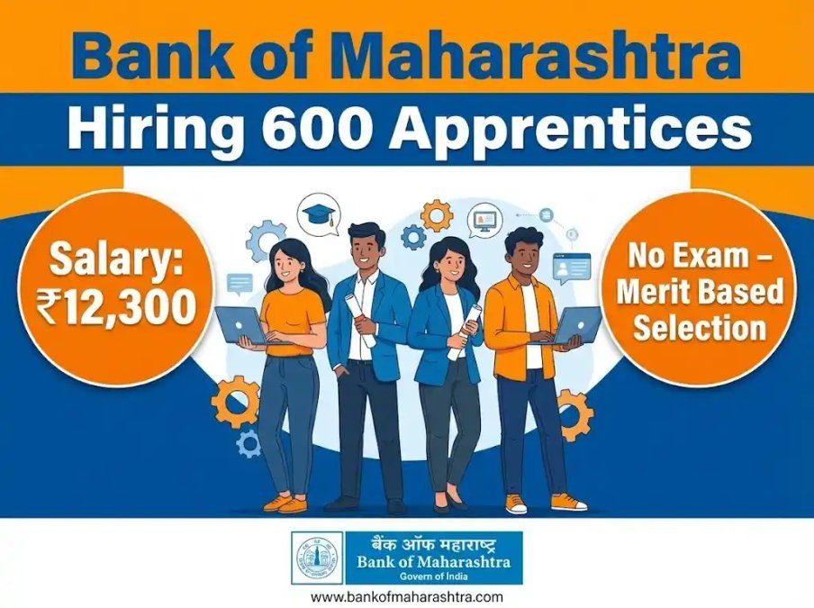 ಬ್ಯಾಂಕ್ ಆಫ್ ಮಹಾರಾಷ್ಟ್ರ ನೇಮಕಾತಿ 2026: 600 ಅಪ್ರೆಂಟಿಸ್ ಹುದ್ದೆಗಳಿಗೆ ಅರ್ಜಿ ಆಹ್ವಾನ; ಪದವೀಧರರಿಗೆ ಸುವರ್ಣ ಅವಕಾಶ