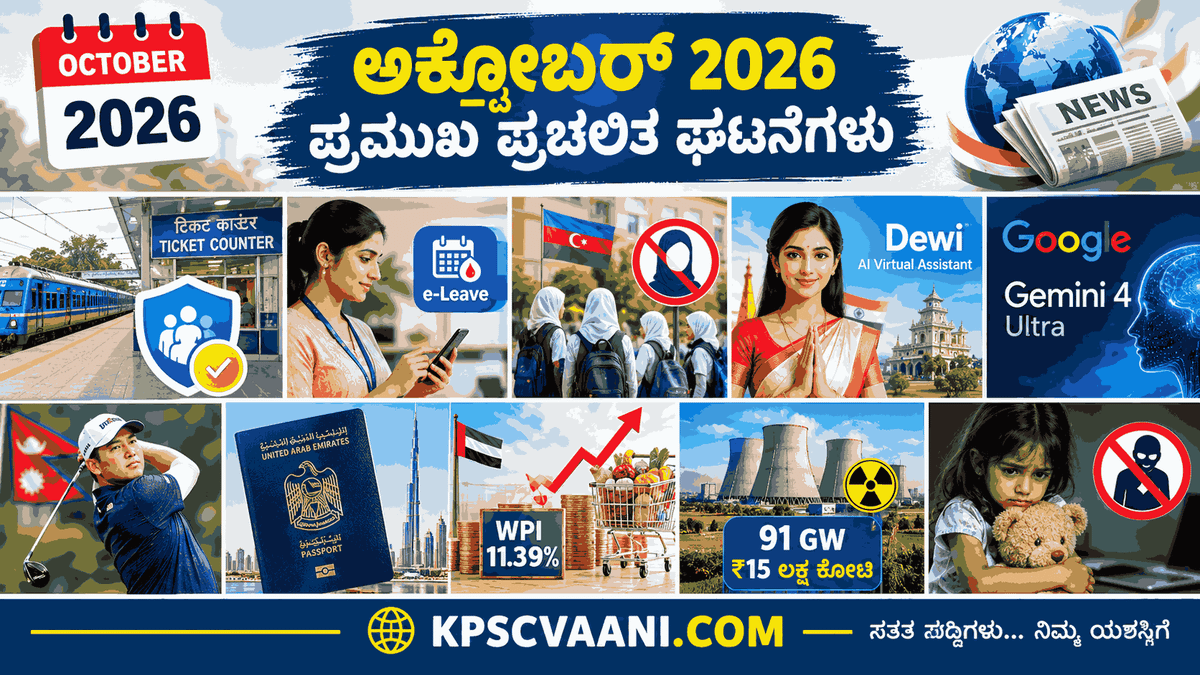 ಪ್ರಮುಖ ಪ್ರಚಲಿತ ಘಟನೆಗಳು: 19-10-2026