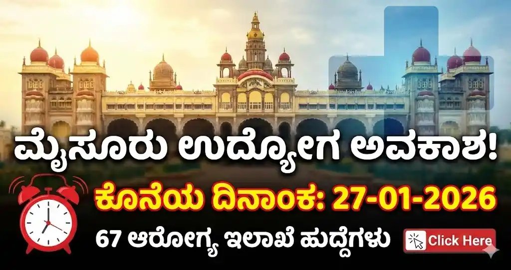Mysore Job News: ಮೈಸೂರು ಜಿಲ್ಲಾ ಆರೋಗ್ಯ ಇಲಾಖೆಯಲ್ಲಿ ಬರೋಬ್ಬರಿ 67 ಹುದ್ದೆಗಳು