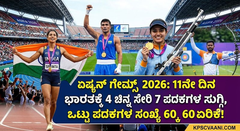 ಏಷ್ಯನ್ ಗೇಮ್ಸ್ 2026: 11ನೇ ದಿನ ಭಾರತಕ್ಕೆ 4 ಚಿನ್ನ ಸೇರಿ 7 ಪದಕಗಳ ಸುಗ್ಗಿ, ಒಟ್ಟು ಪದಕಗಳ ಸಂಖ್ಯೆ 60ಕ್ಕೆ ಏರಿಕೆ!