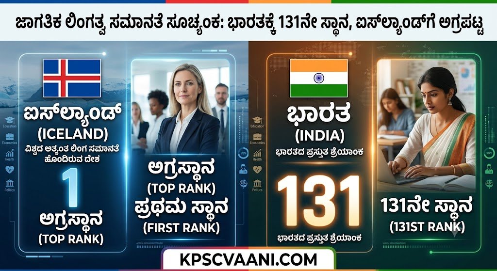 ಜಾಗತಿಕ ಲಿಂಗತ್ವ ಸಮಾನತೆ ಸೂಚ್ಯಂಕ: ಭಾರತಕ್ಕೆ 131ನೇ ಸ್ಥಾನ, ಐಸ್‌ಲ್ಯಾಂಡ್‌ಗೆ ಅಗ್ರಪಟ್ಟ