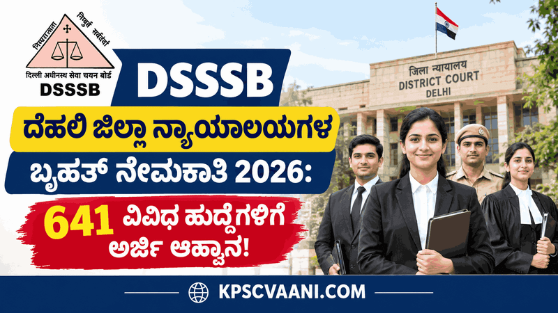 DSSSB ದೆಹಲಿ ಜಿಲ್ಲಾ ನ್ಯಾಯಾಲಯಗಳ ಬೃಹತ್ ನೇಮಕಾತಿ 2026: 641 ವಿವಿಧ ಹುದ್ದೆಗಳಿಗೆ ಅರ್ಜಿ ಆಹ್ವಾನ