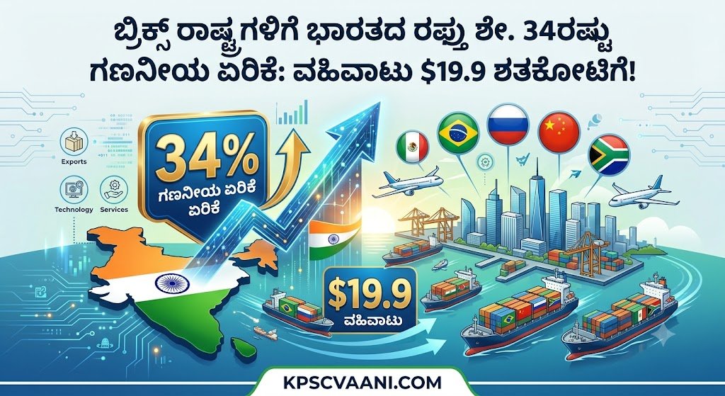 ಬ್ರಿಕ್ಸ್ ರಾಷ್ಟ್ರಗಳಿಗೆ ಭಾರತದ ರಫ್ತು ಶೇ. 34ರಷ್ಟು ಗಣನೀಯ ಏರಿಕೆ: ವಹಿವಾಟು $19.9 ಶತಕೋಟಿಗೆ!
