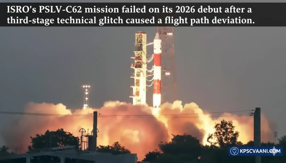 ಇಸ್ರೋದ 2026ರ ಮೊದಲ ಉಡಾವಣೆ ವಿಫಲ: PSLV-C62 ಮಿಷನ್‌ನಲ್ಲಿ ತಾಂತ್ರಿಕ ದೋಷ
