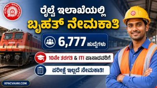 ರೈಲ್ವೆ ಇಲಾಖೆಯಲ್ಲಿ ಬೃಹತ್ ನೇಮಕಾತಿ: ಪರೀಕ್ಷೆ ಇಲ್ಲದೆ 6,777 ಹುದ್ದೆಗಳಿಗೆ ಅರ್ಜಿ ಆಹ್ವಾನ, 10ನೇ ತರಗತಿ ಪಾಸ್ ಸಾಕು!