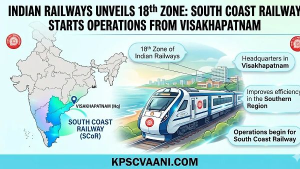 ಭಾರತೀಯ ರೈಲ್ವೆಯ 18ನೇ ವಲಯವಾಗಿ 'ದಕ್ಷಿಣ ಕರಾವಳಿ ರೈಲ್ವೆ' ಅಧಿಕೃತ ಆರಂಭ