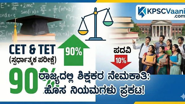 ರಾಜ್ಯದಲ್ಲಿ ಶಿಕ್ಷಕರ ನೇಮಕಾತಿ ನಿಯಮಗಳಲ್ಲಿ ಭಾರೀ ಬದಲಾವಣೆ! ಸ್ಪರ್ಧಾತ್ಮಕ ಪರೀಕ್ಷೆಗೆ (CET) 90% ಅಂಕಗಳು