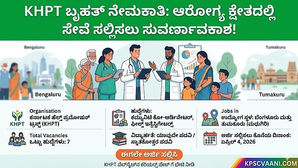 KHPT ನೇಮಕಾತಿ 2026: ಬೆಂಗಳೂರು ಮತ್ತು ತುಮಕೂರಿನಲ್ಲಿ ಪದವೀಧರರಿಗೆ ಭರ್ಜರಿ ಉದ್ಯೋಗಾವಕಾಶ! ಈಗಲೇ ಅರ್ಜಿ ಸಲ್ಲಿಸಿ