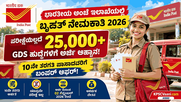 ಇಂಡಿಯಾ ಪೋಸ್ಟ್ ಬೃಹತ್ ನೇಮಕಾತಿ: ಪರೀಕ್ಷೆಯಿಲ್ಲದೆ 25,000+ ಗ್ರಾಮೀಣ ಡಾಕ್ ಸೇವಕ್ ಹುದ್ದೆಗಳಿಗೆ ನೇರ ಆಯ್ಕೆ!