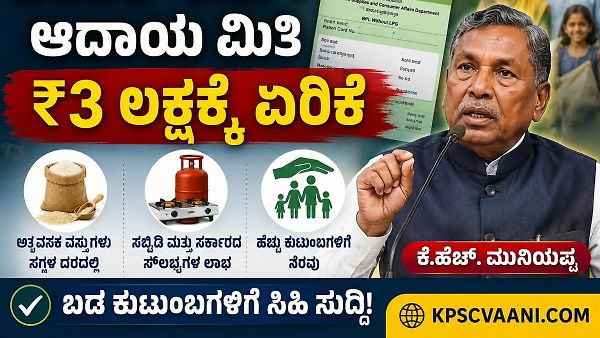 ಬಿಪಿಎಲ್ ಕಾರ್ಡ್‌ ಆದಾಯ ಮಿತಿ ₹3 ಲಕ್ಷಕ್ಕೆ ಏರಿಕೆ: ಕೆ.ಹೆಚ್. ಮುನಿಯಪ್ಪ