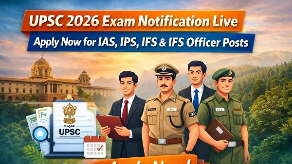 UPSC 2026 ಅಧಿಕೃತ ಅಧಿಸೂಚನೆ ಪ್ರಕಟ: IAS, IPS, IFS & Forest Service ಪರೀಕ್ಷೆಗೆ ಇಂದೇ ಅರ್ಜಿ ಸಲ್ಲಿಸಿ