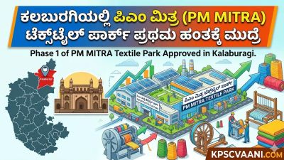 ಕಲಬುರಗಿಯಲ್ಲಿ ಪಿಎಂ ಮಿತ್ರ (PM MITRA) ಟೆಕ್ಸ್‌ಟೈಲ್ ಪಾರ್ಕ್ ಪ್ರಥಮ ಹಂತಕ್ಕೆ ಮುದ್ರೆ
