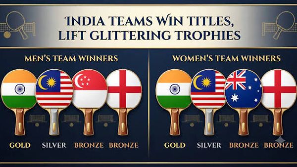 ಕಾಮನ್‌ವೆಲ್ತ್ ಟೇಬಲ್ ಟೆನ್ನಿಸ್ ಚಾಂಪಿಯನ್‌ಷಿಪ್: ಪುರುಷ ಹಾಗೂ ಮಹಿಳಾ ವಿಭಾಗದಲ್ಲಿ ಭಾರತಕ್ಕೆ ಡಬಲ್ ಧಮಾಕಾ - ಸ್ವರ್ಣ ಪದಕದ ಸಾಧನೆ!